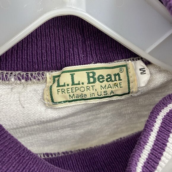 LL Bean Vintage Pullover Turtleneck Heavy Shirt Gray Purple Stripe 80's Mens M - Picture 6 of 6